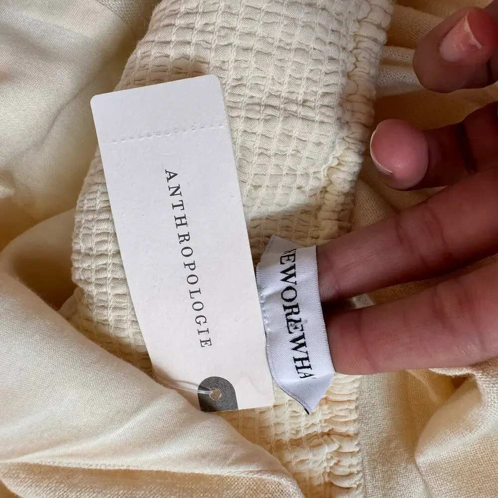 Anthropologie WeWorewhat Cream Women Button Front Linen-Blend Maxi Dress Size‎ S - Picture 9 of 10